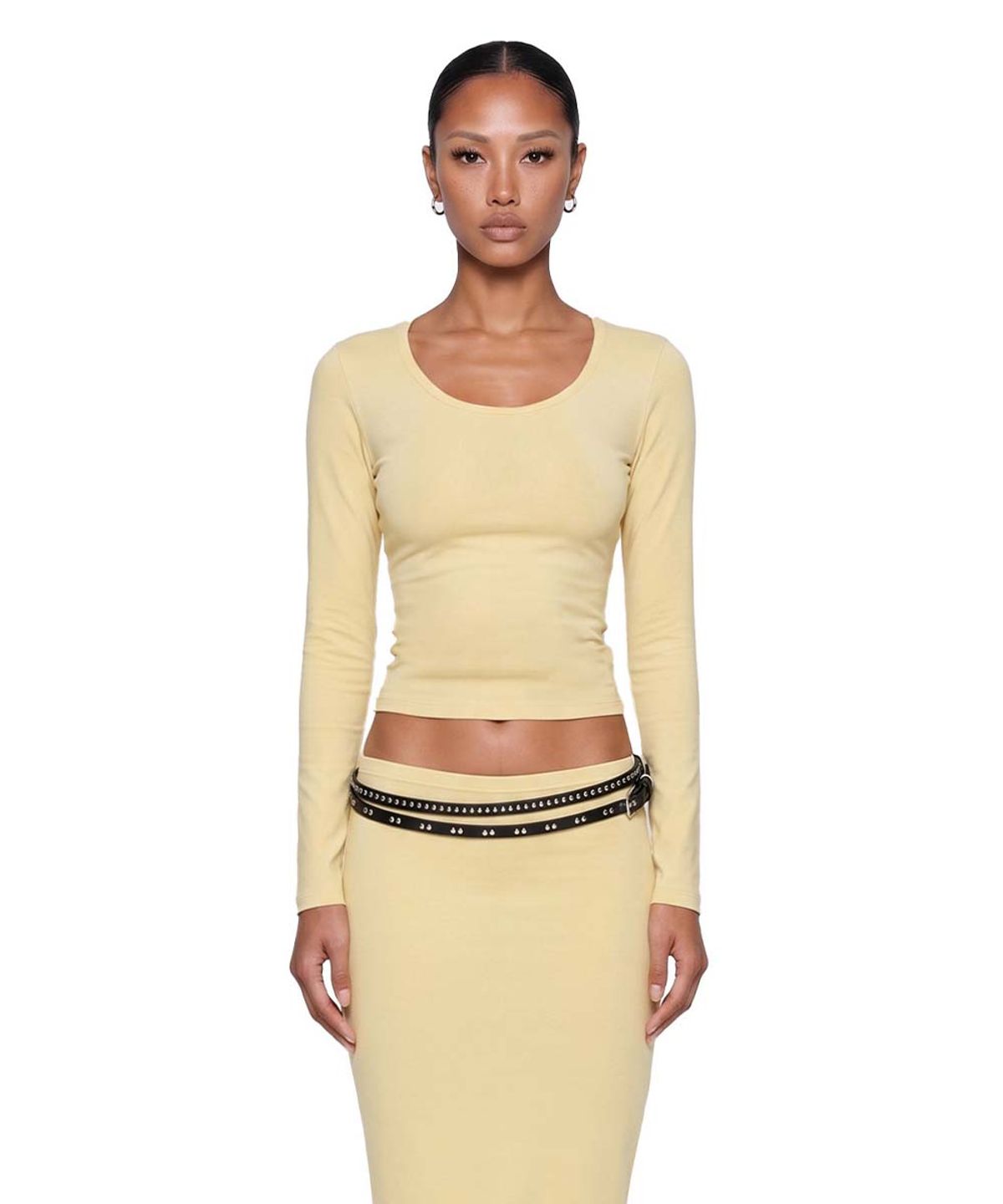 배드블러드(BADBLOOD) Everyday Scoop Neck Long Sleeve T-Shirt - Yellow