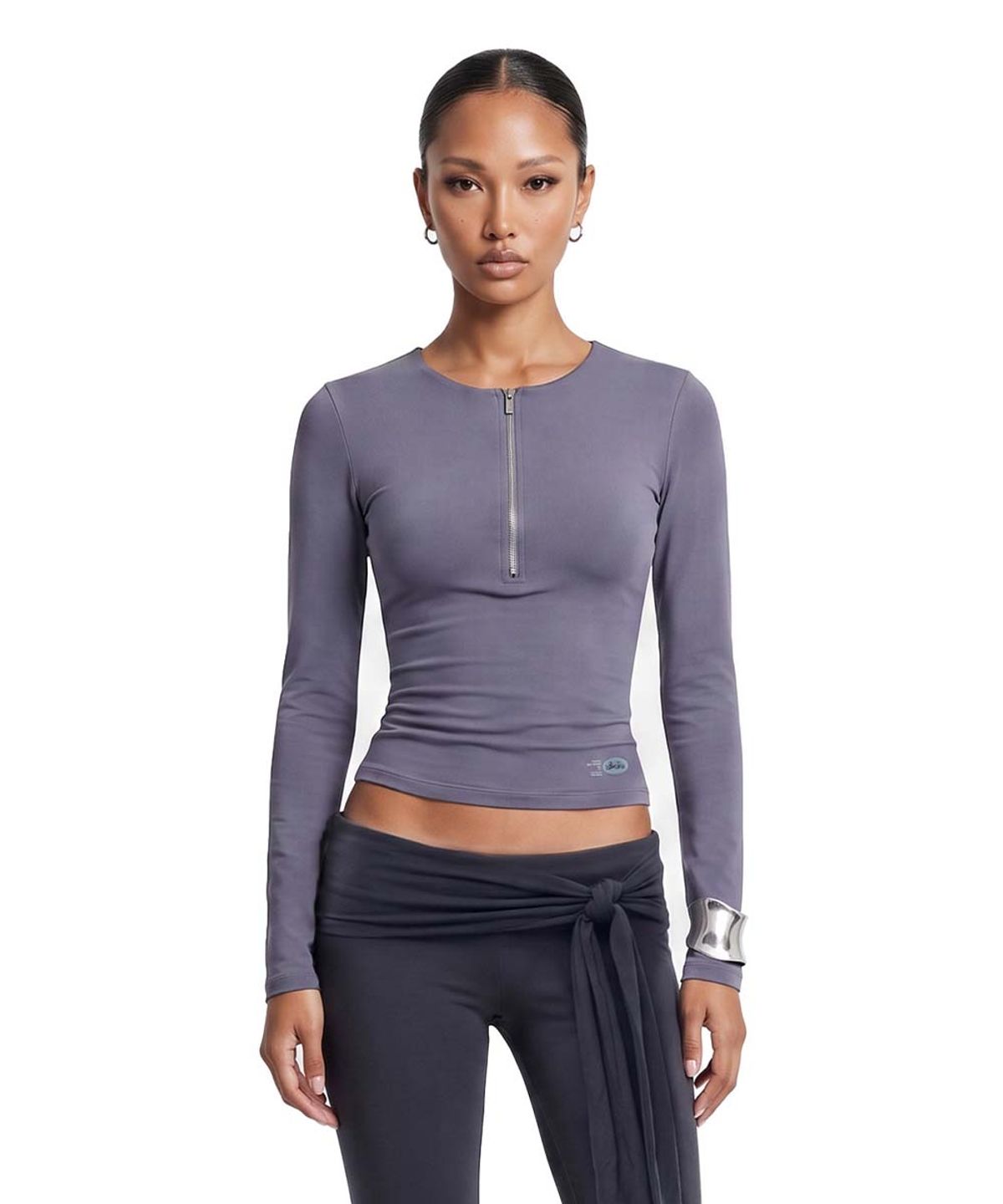 배드블러드(BADBLOOD) Everyday Zip Henley Long Sleeve T-Shirt - Charcoal