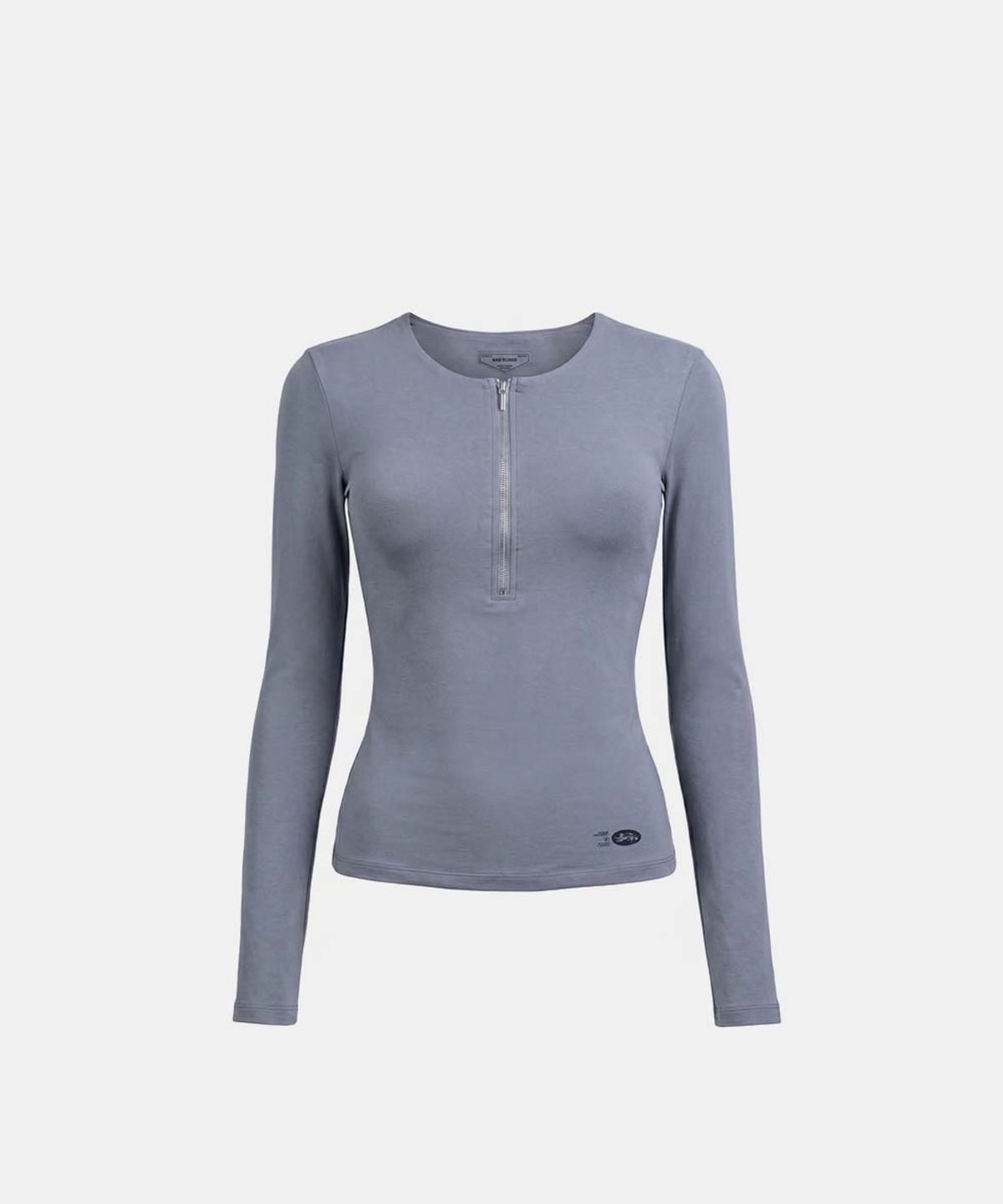 배드블러드(BADBLOOD) Everyday Zip Henley Long Sleeve T-Shirt - Blue gray