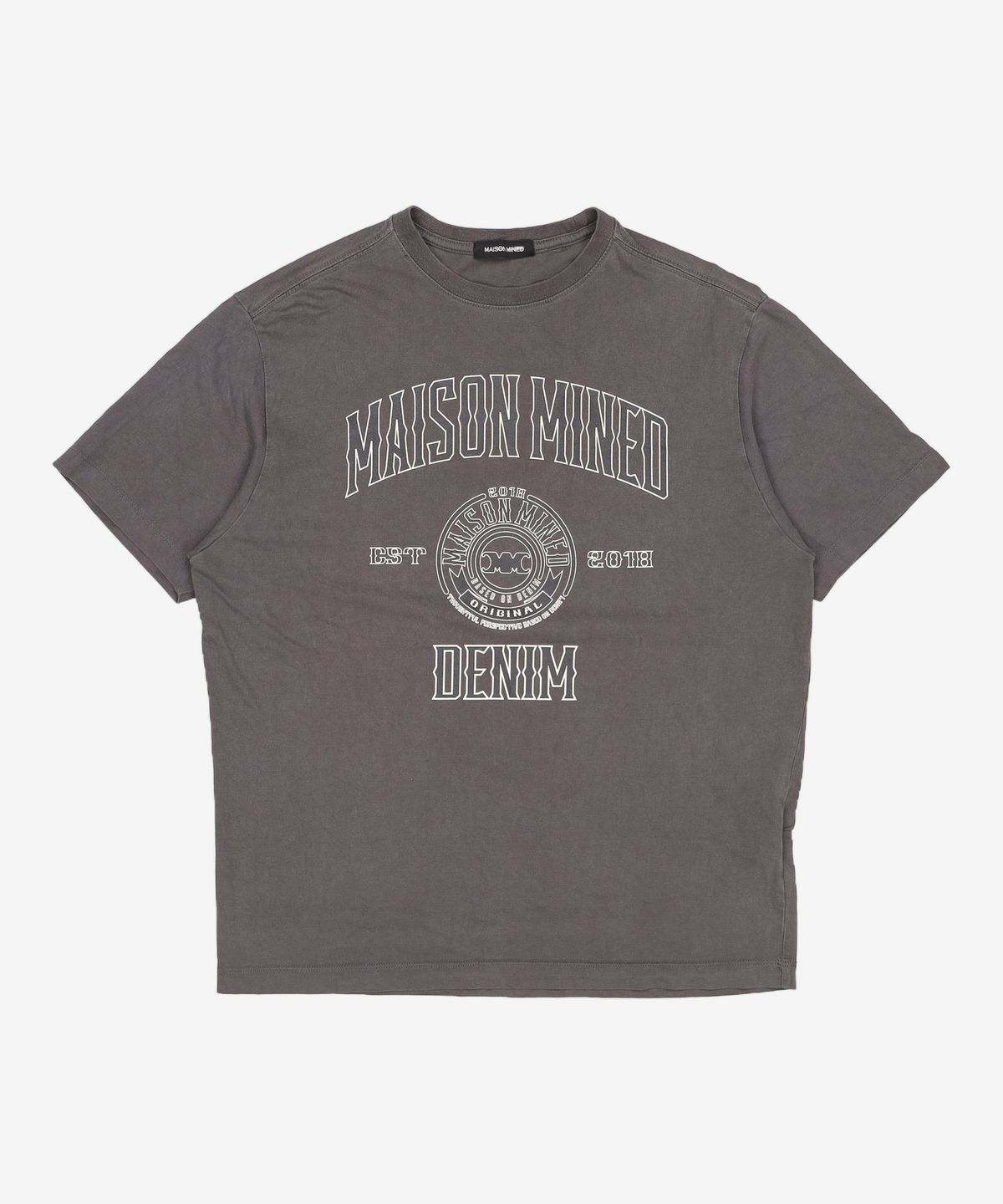 메종미네드(MAISON MINED) MINED UNIVERSITY HALF T CHARCOAL S