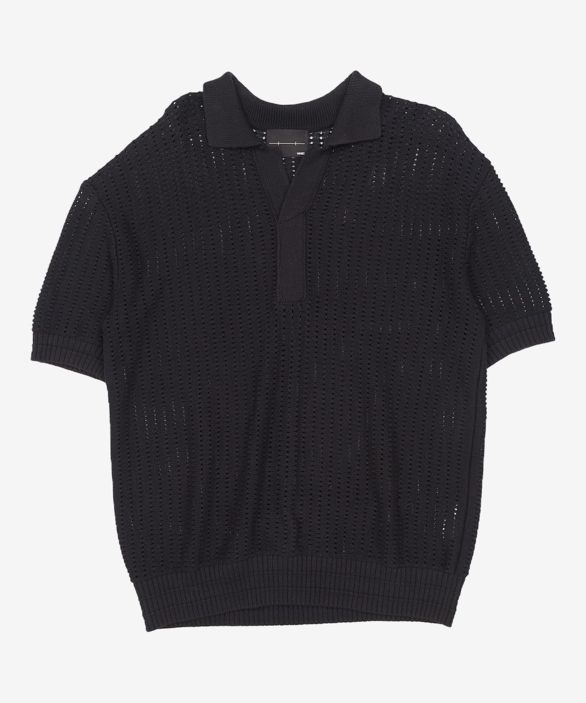 메종미네드(MAISON MINED) SAINT BLACK KNIT HALF SHIRTS L