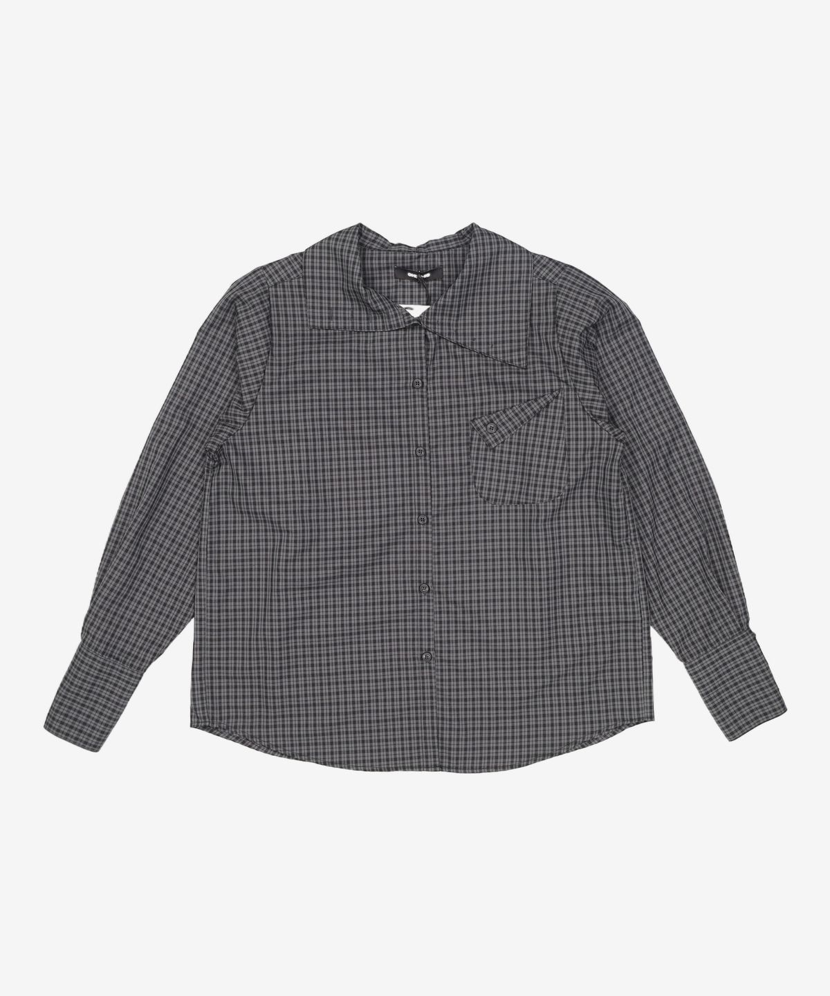 오헤시오(OHESHIO) LAYERED COLLAR SHIRT, CHARCOAL CHECK FREE