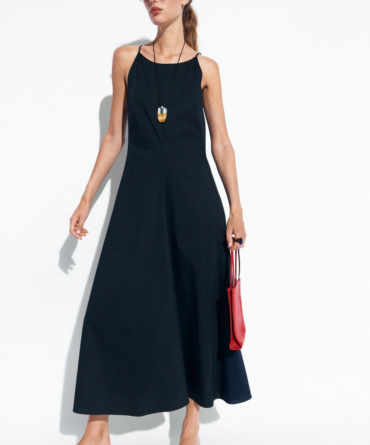 마시모두띠(MASSIMO DUTTI) 포플린 슬림 스트랩 원피스