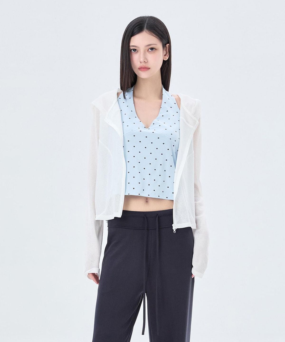 미쏘(MIXXO) 시스루 집업 티셔츠_MIWCMG90AA