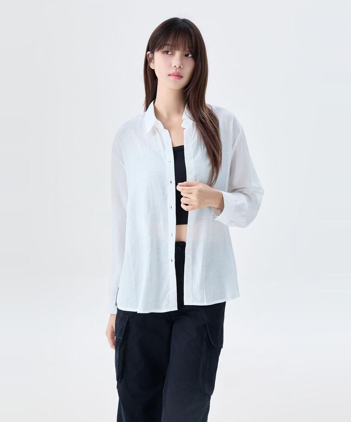 미쏘(MIXXO) 꼬임 디테일 시스루 셔츠 RE YWG601B_MIWYWG90QB