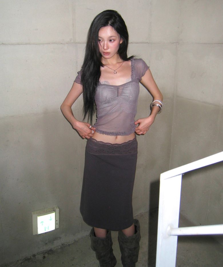 레이스 밴딩 스커트_MIWWMG917C