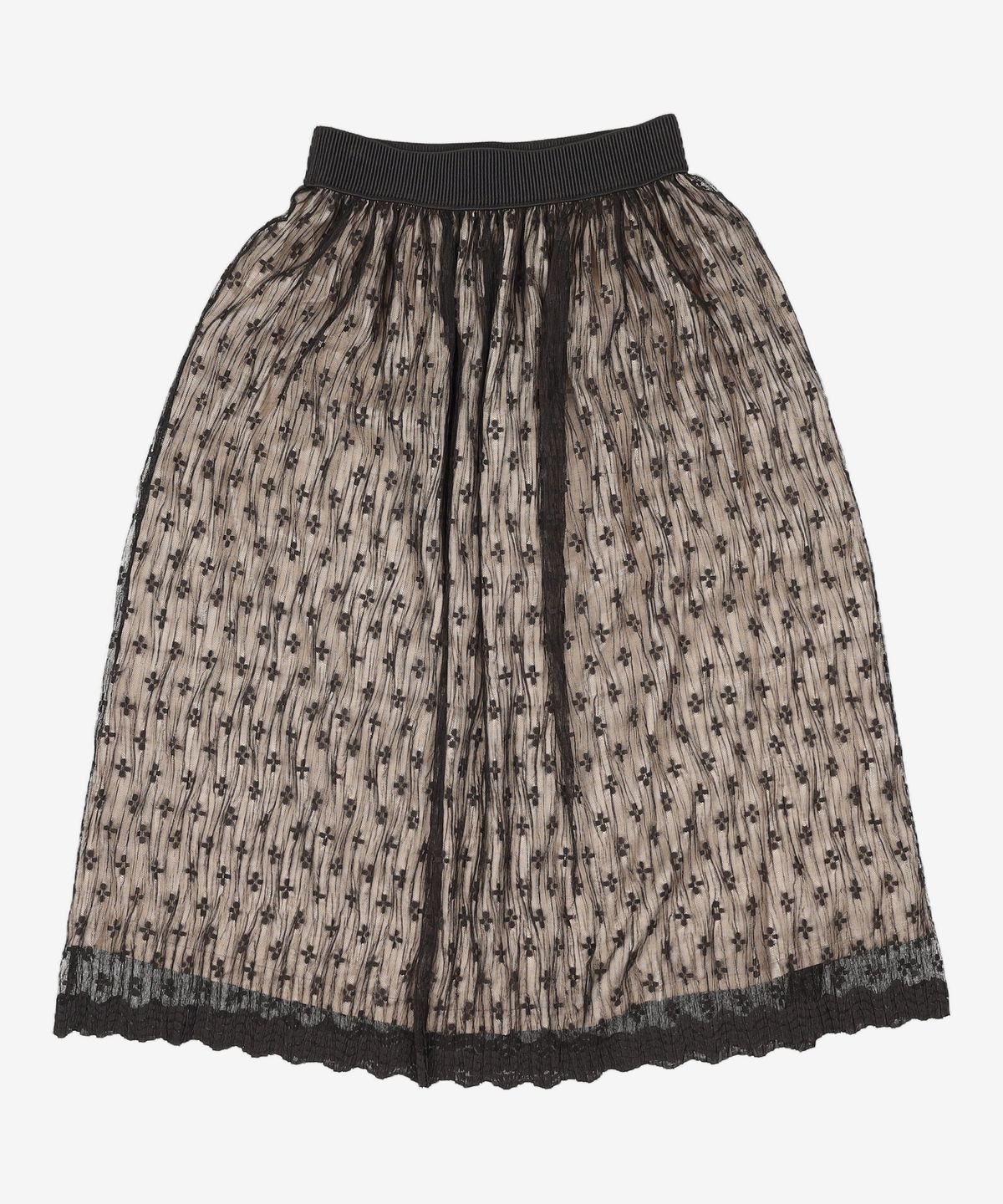 아방(AVANT-G) Wave Lace Banding Skirt - BLACK FREE