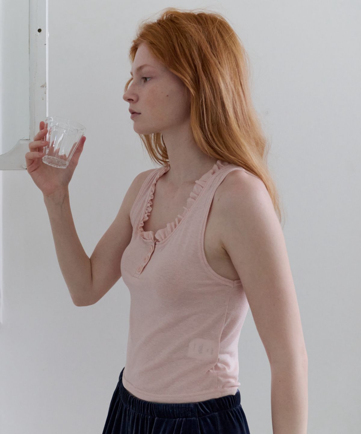 앤테(AENTE) Soft Fril Tank - Soft Pink