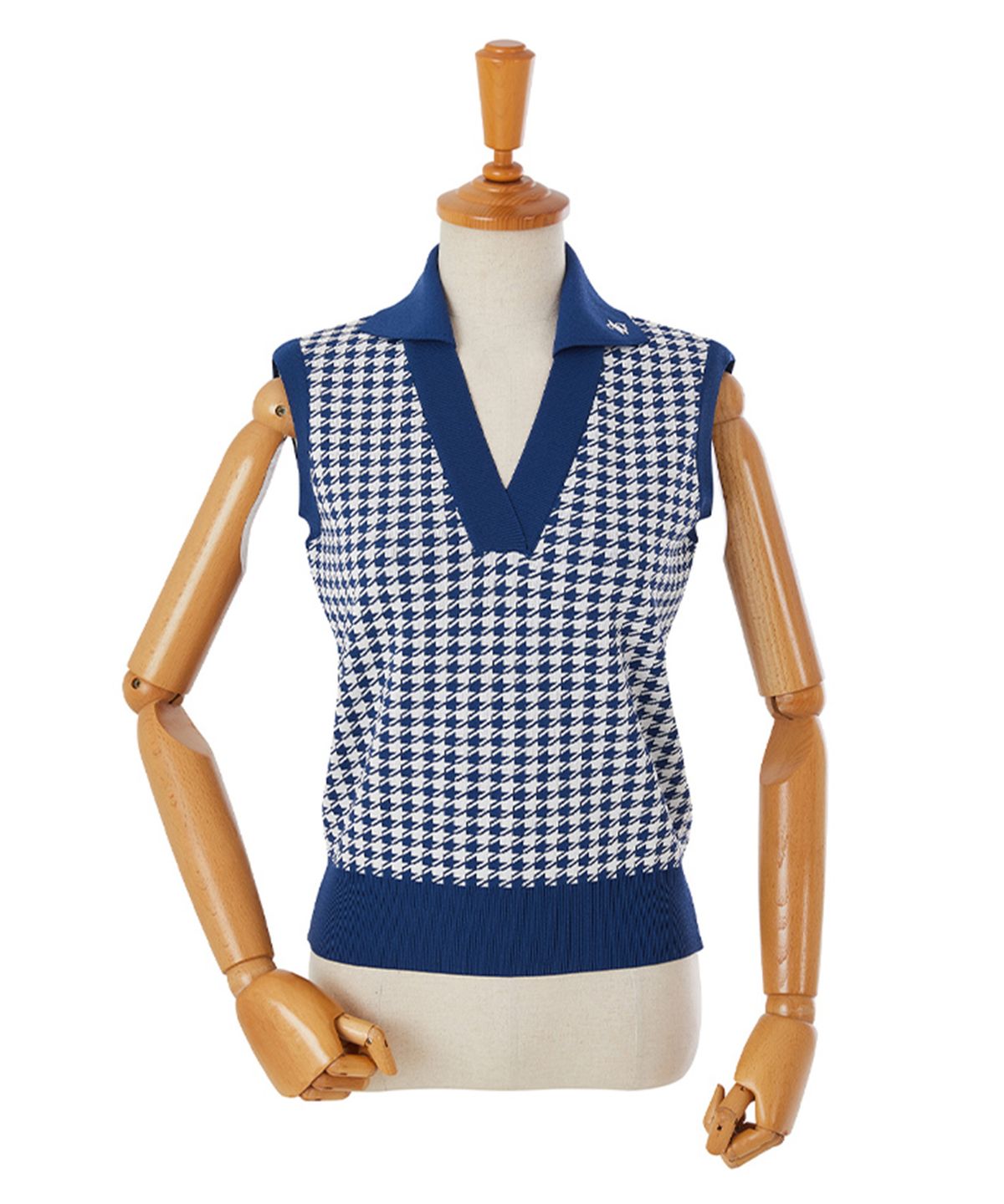에이오더블유(AOW) HOUNDTOOTH COLLAR KNIT VEST
