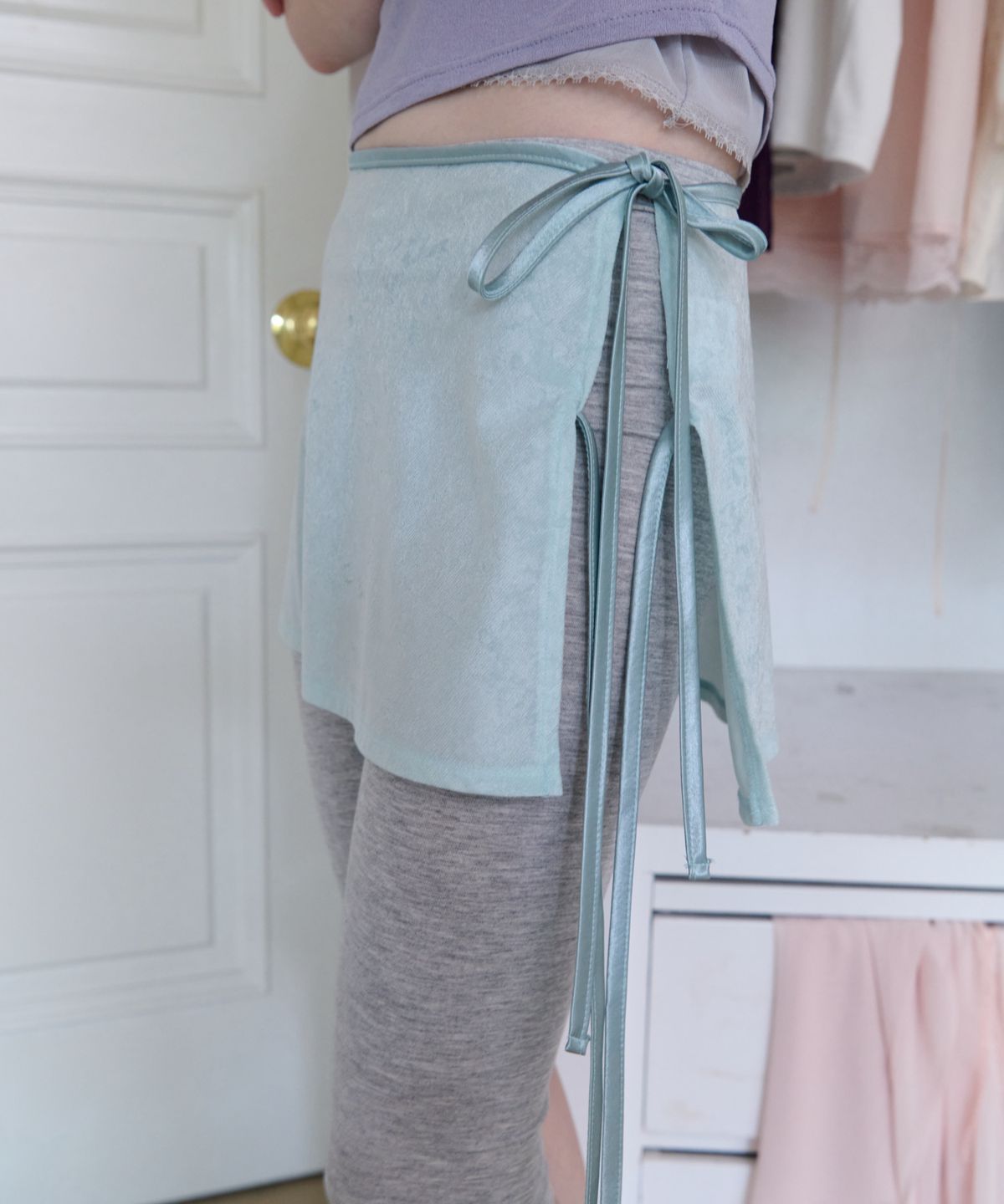 앤테(AENTE) Velvet Layered Skirt - Mint