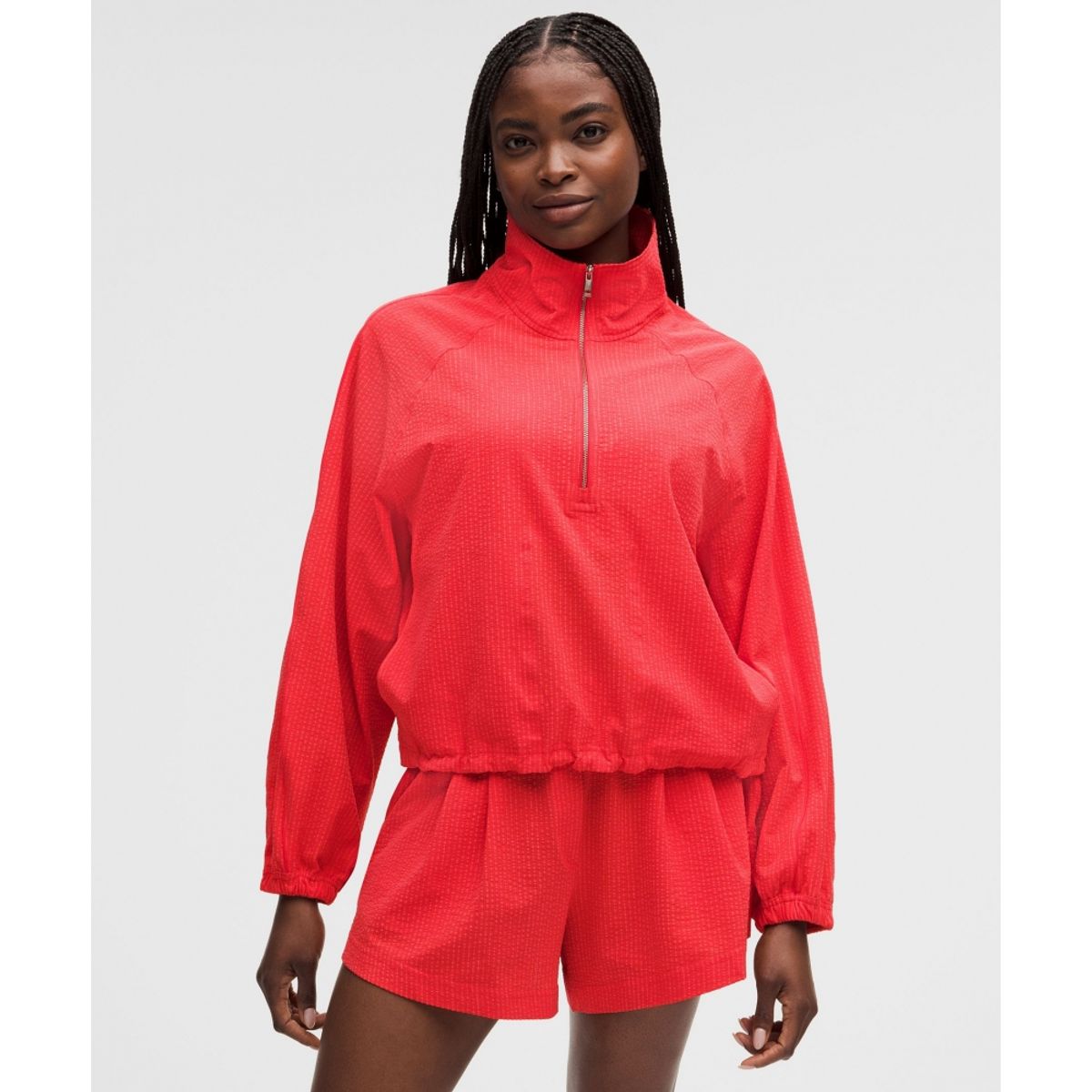룰루레몬(LULULEMON) 시어서커 WovenAir 퍼넬넥 하프집  SBTZ SBTZ