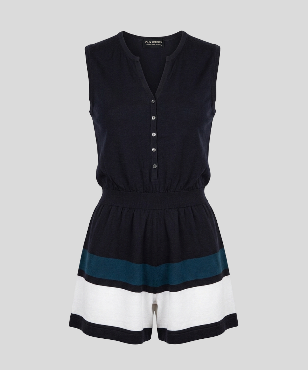 존 스메들리(JOHN SMEDLEY) HAYA Sleeveless Short Jumpsuit Sea Island Cotton Knit Heritage 4 Colors