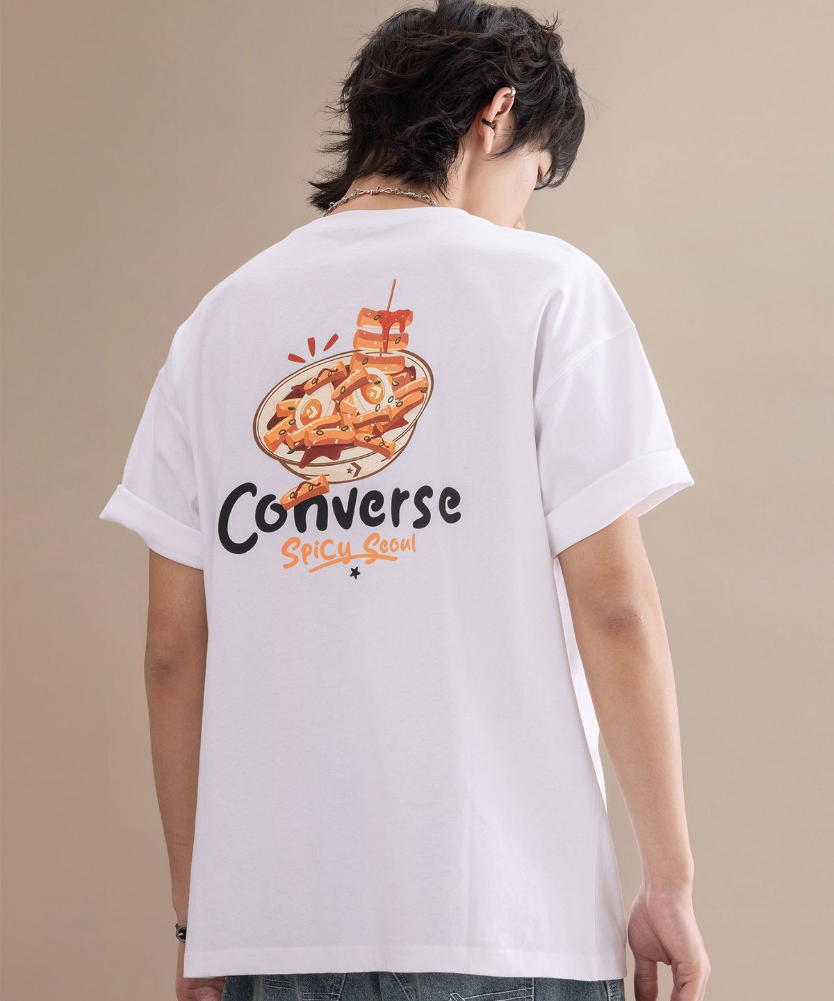 컨버스(CONVERSE) 코리아 스트리트 푸드 티셔츠 화이트 UCK170-001
