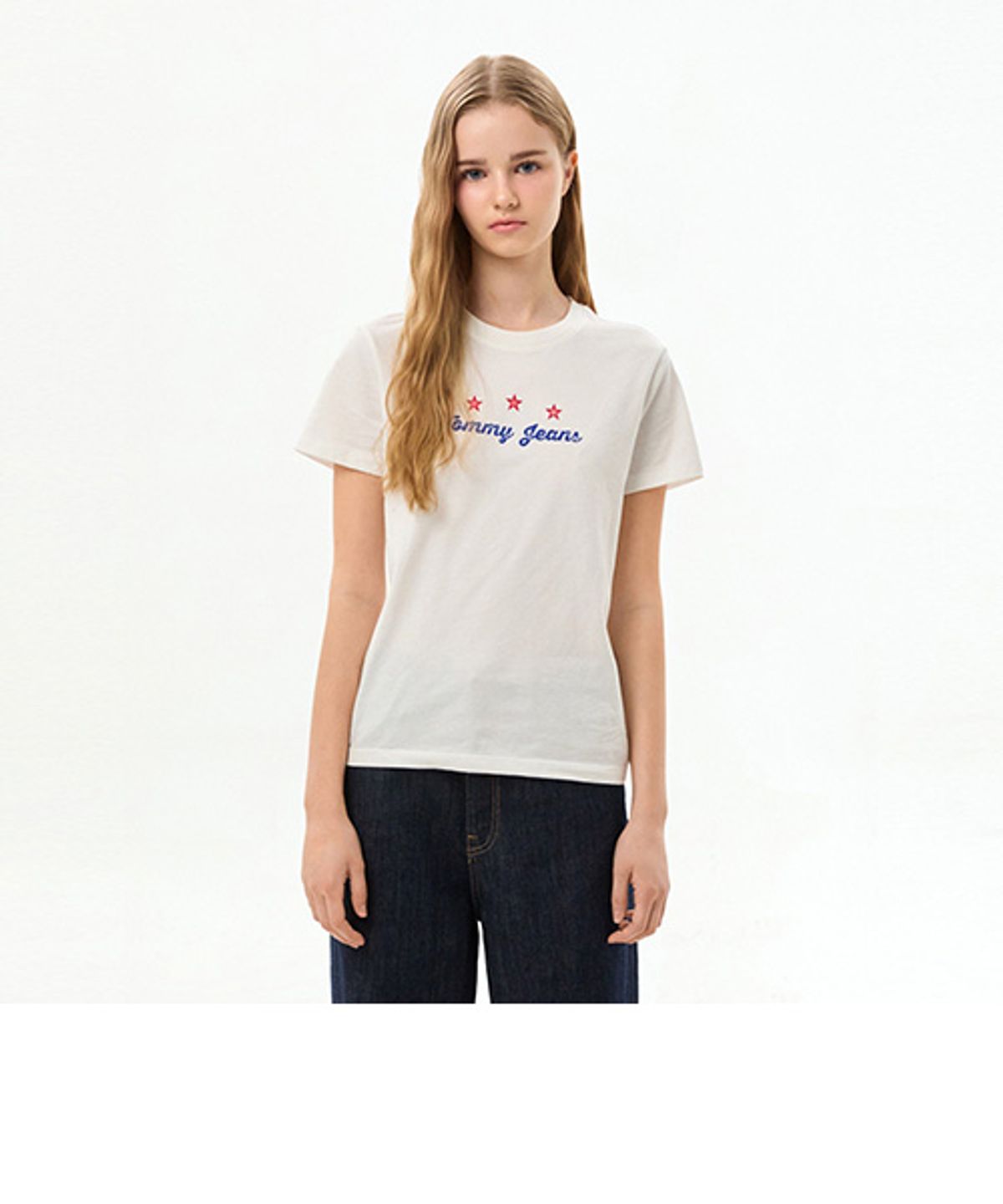 타미진스(TOMMY JEANS) 레귤러 핏 노벨티 스타 티셔츠 (T32G6TTO20TWT1YBL)