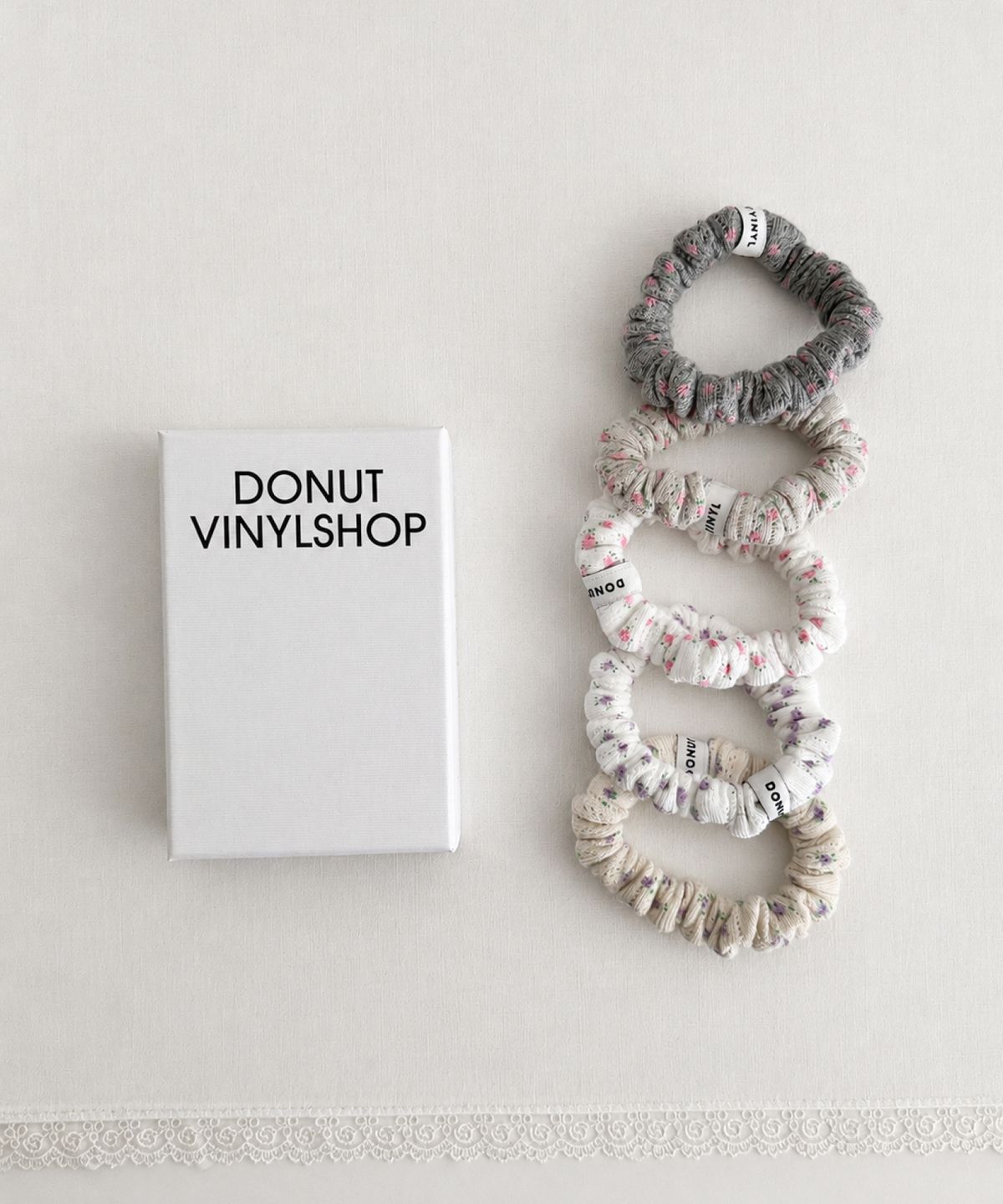 도넛바이닐샵(DONUTVINYLSHOP) floral baby scrunchie (5colors) - 3PACK