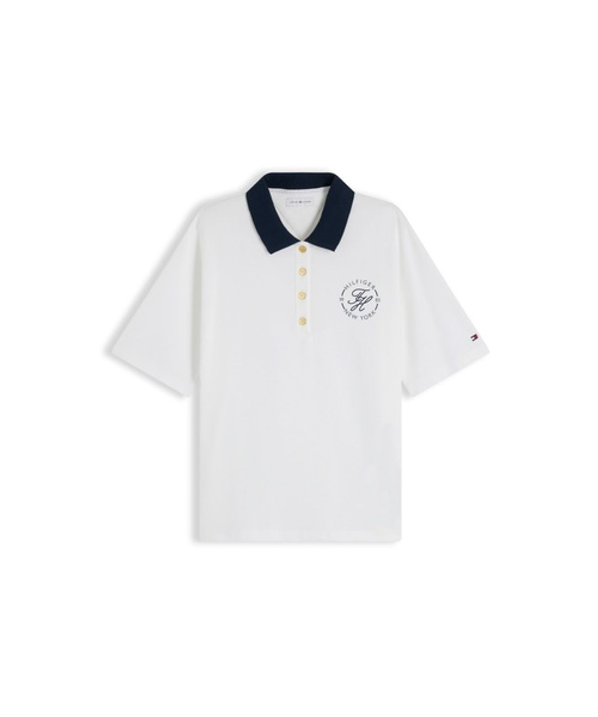 타미힐피거(TOMMY HILFIGER) 스크립트 골드버튼 피케 폴로 티셔츠 (T22G6TPI030WT1YBL)