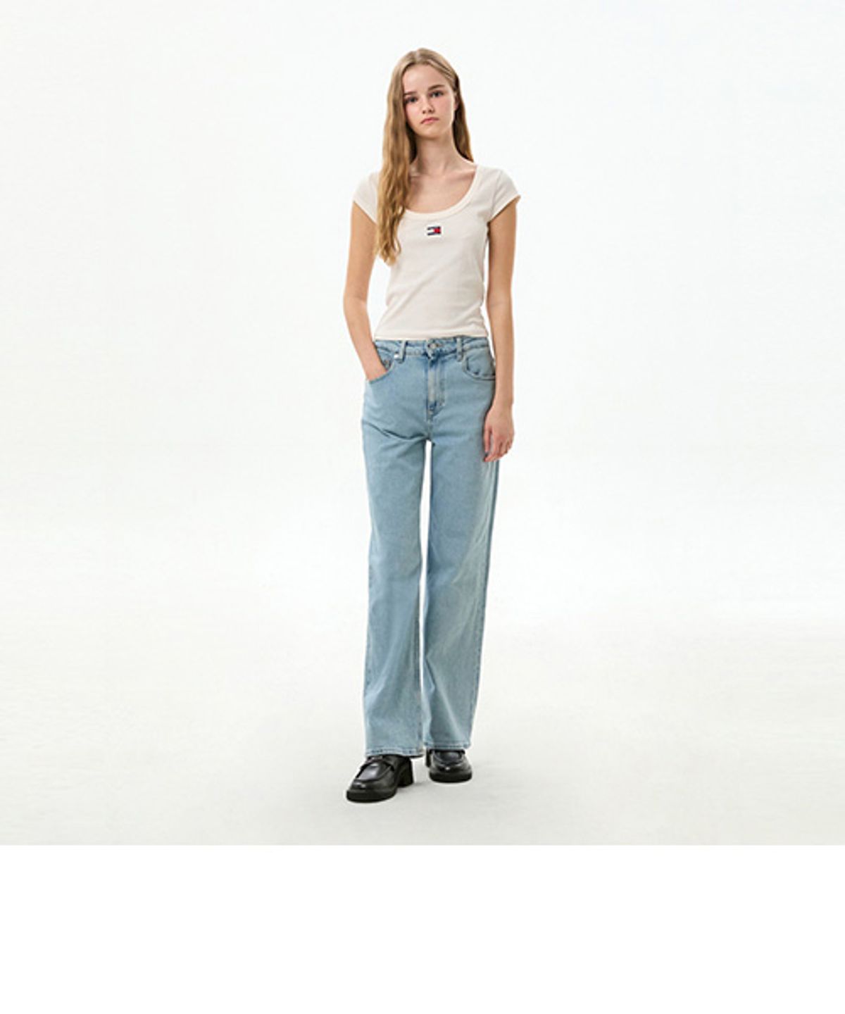 타미진스(TOMMY JEANS) 미아 릴렉스 핏 데님 팬츠 (T32G6NEW20TWT11AB)