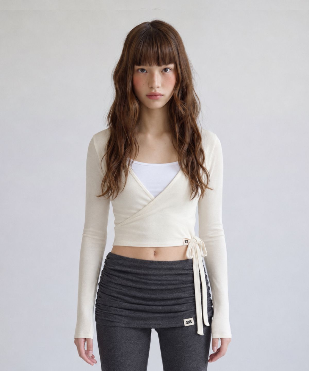 키시닝(KISYNING) Yoga Flow Wrap Cardigan (White)