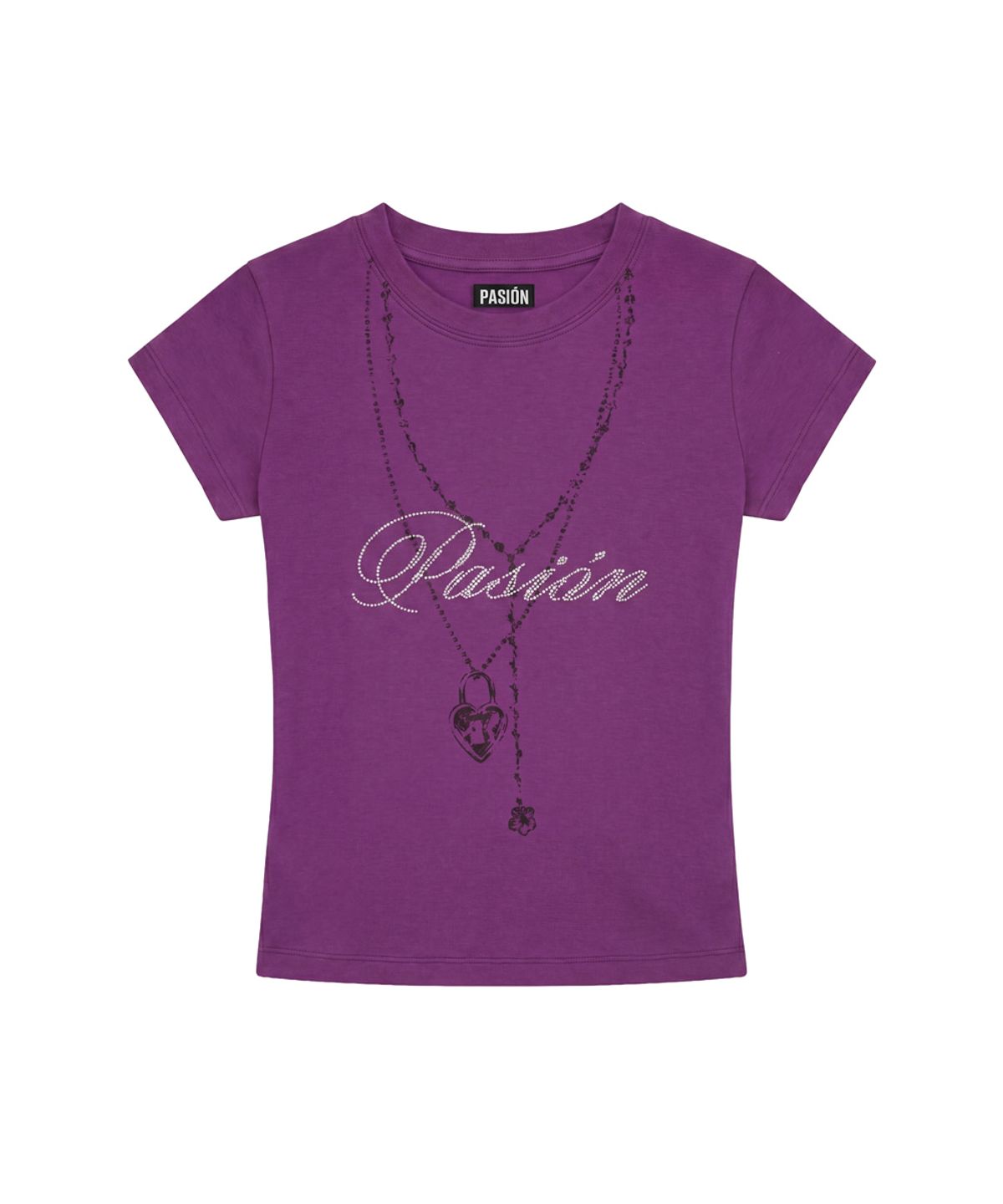 파시온(PASION) 러브 체인 글리터 티_퍼플 Luv Chain Glitter Tee_Purple