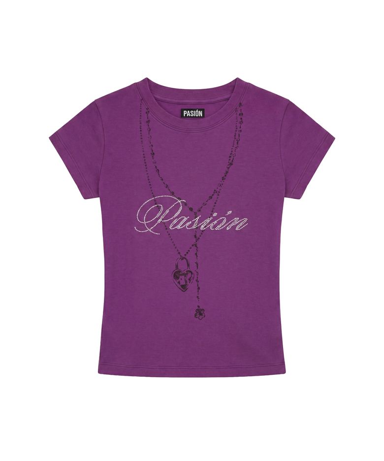 러브 체인 글리터 티_퍼플 Luv Chain Glitter Tee_Purple