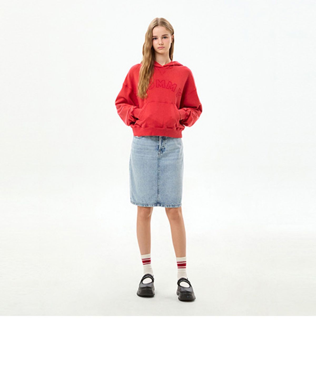 타미진스(TOMMY JEANS) 클레어 데님 스커트 (T32G6NFS60TWT11AB)
