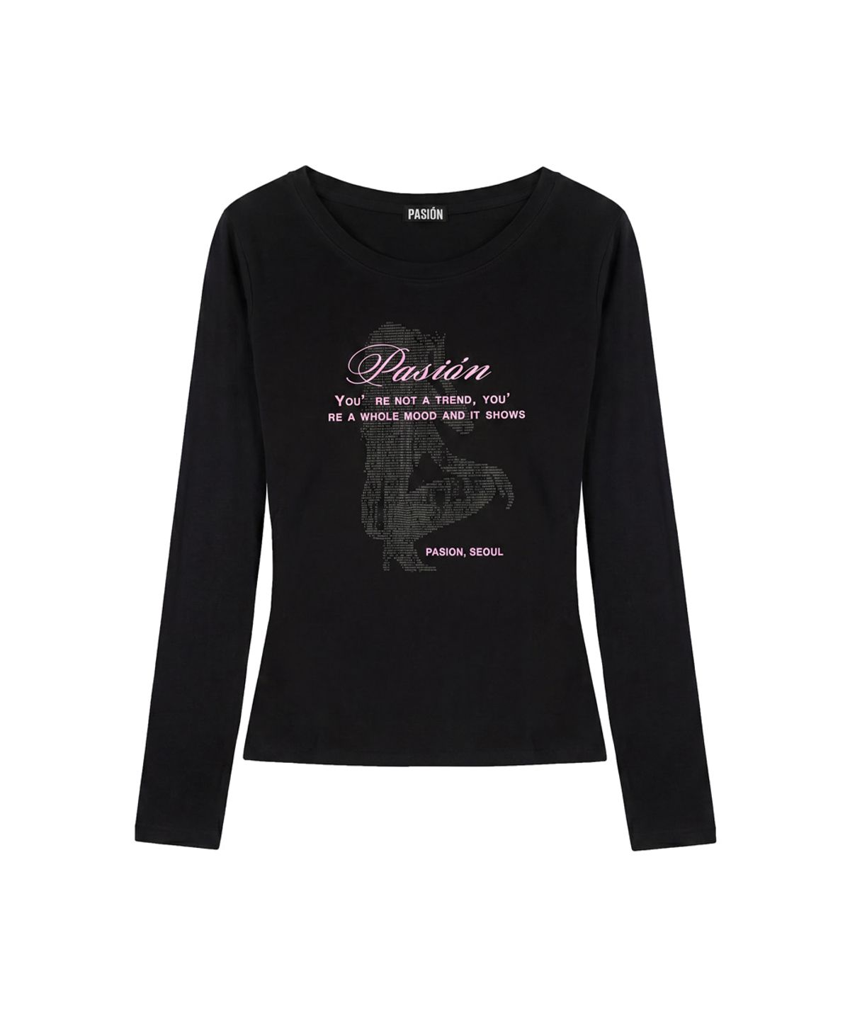 파시온(PASION) 무드 시그널 긴팔티_블랙  Mood signal Long sleeve tee_Black