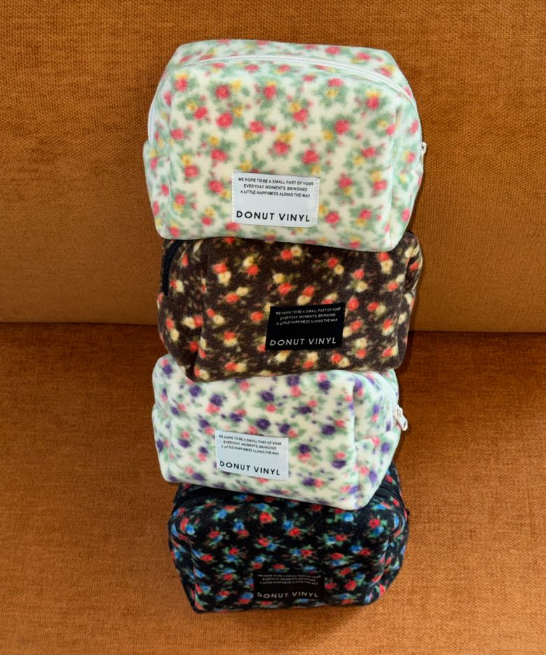 flower fleece cube pouch (4colors)