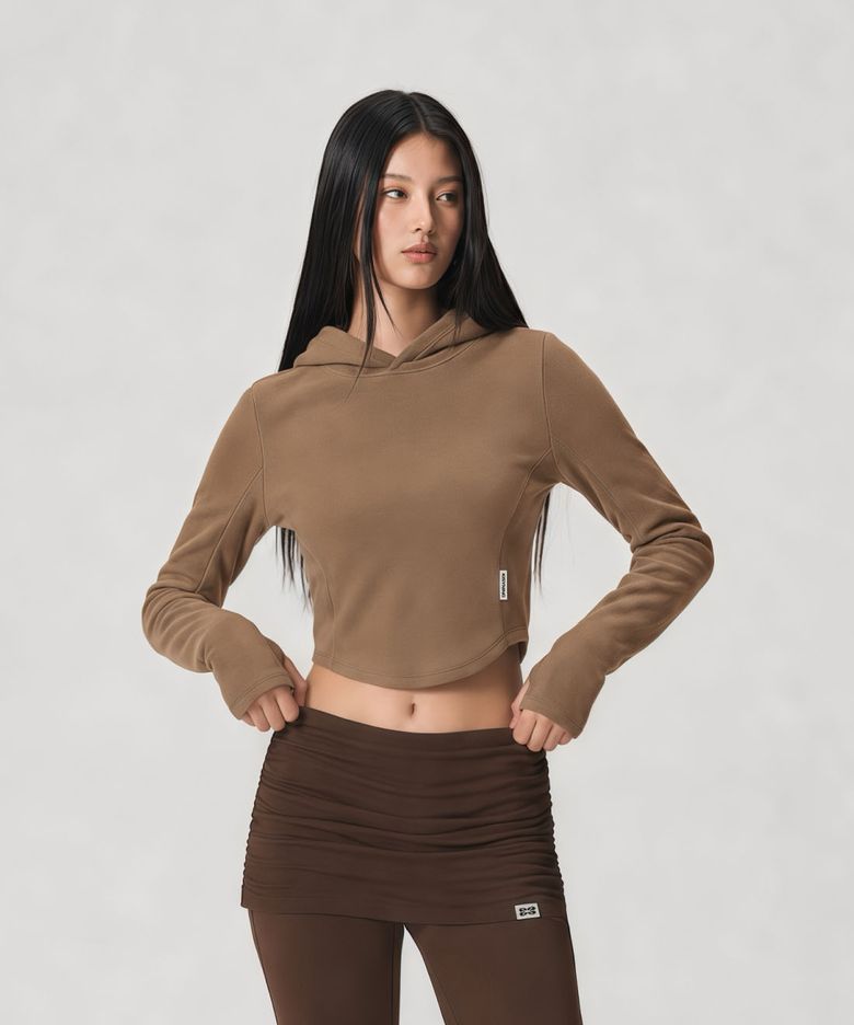 Yoga Flow Hood Top (Brown)