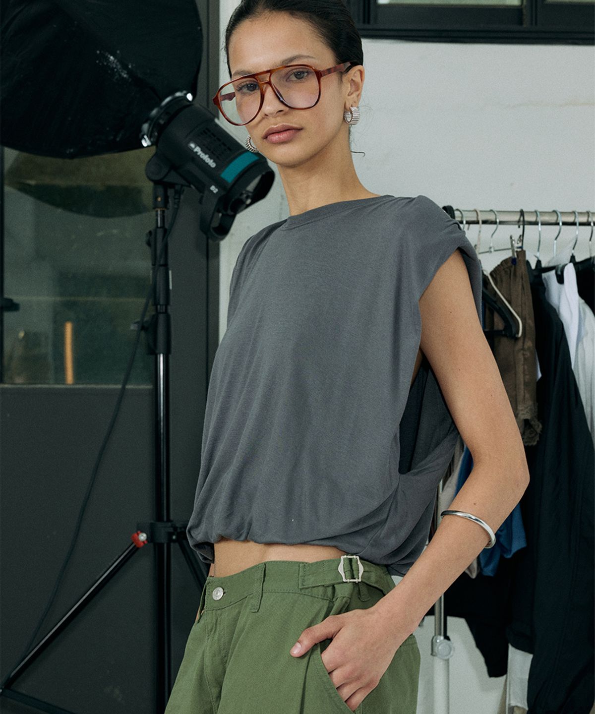 프로젝트 웨이브(PROJECT WAVE) Shirred Pad Top (4COLOR)