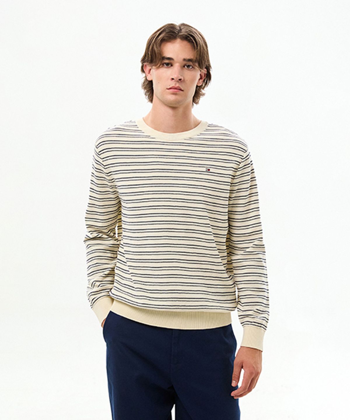 타미힐피거(TOMMY HILFIGER) 코튼 스트라이프 풀오버 (T12G6KPO701ML1Z00)