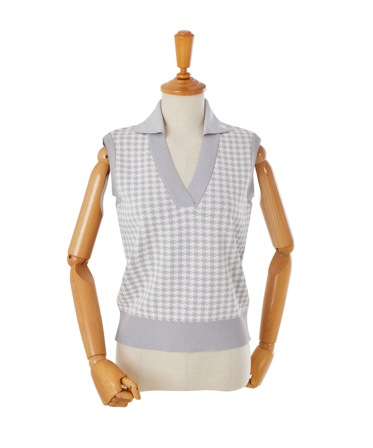 에이오더블유(AOW) HOUNDTOOTH COLLAR KNIT VEST