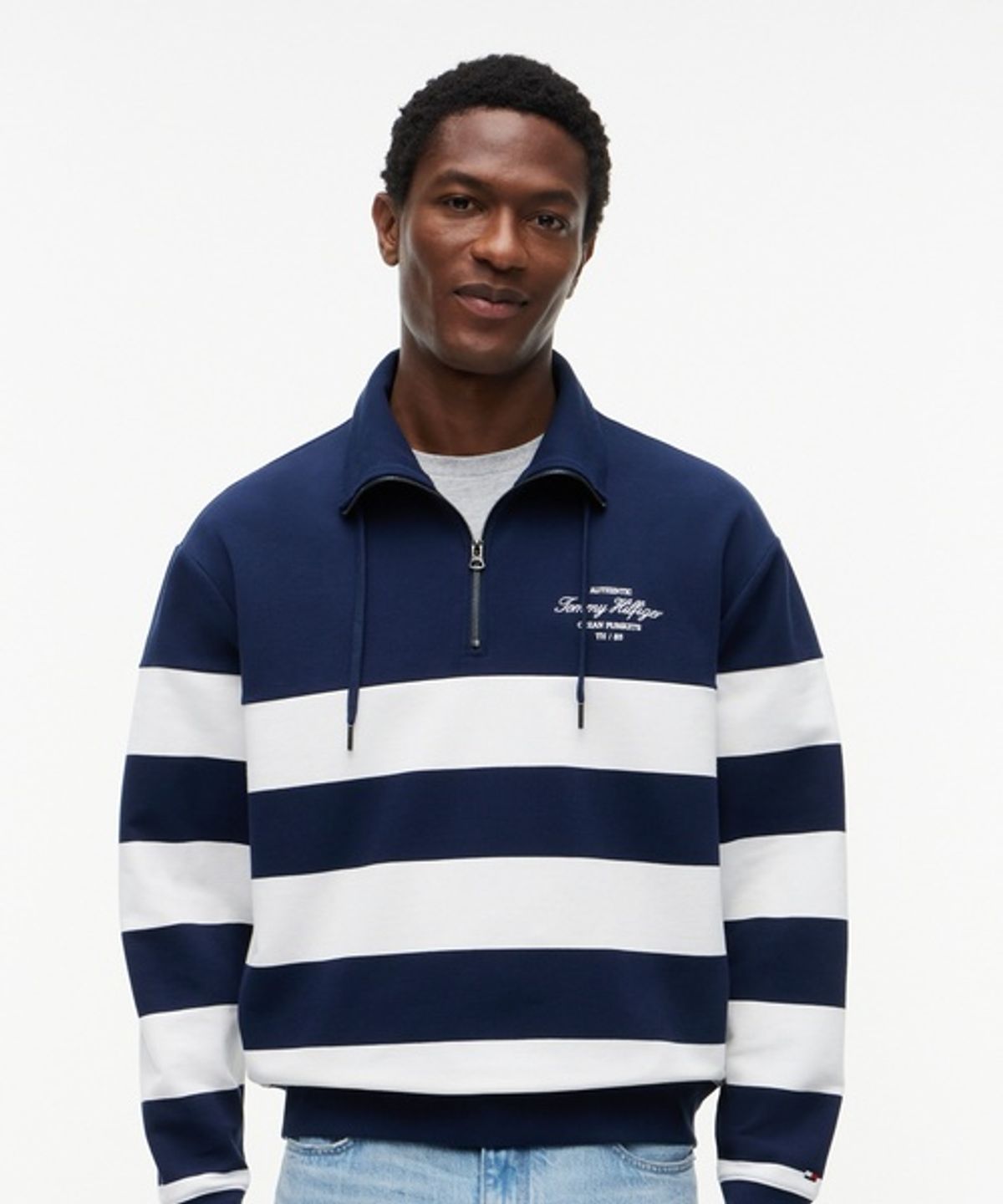 타미힐피거(TOMMY HILFIGER) 노티컬 블록 스트라이프 집업 스웨트셔츠 (T12G6TPO340MT1DCC)