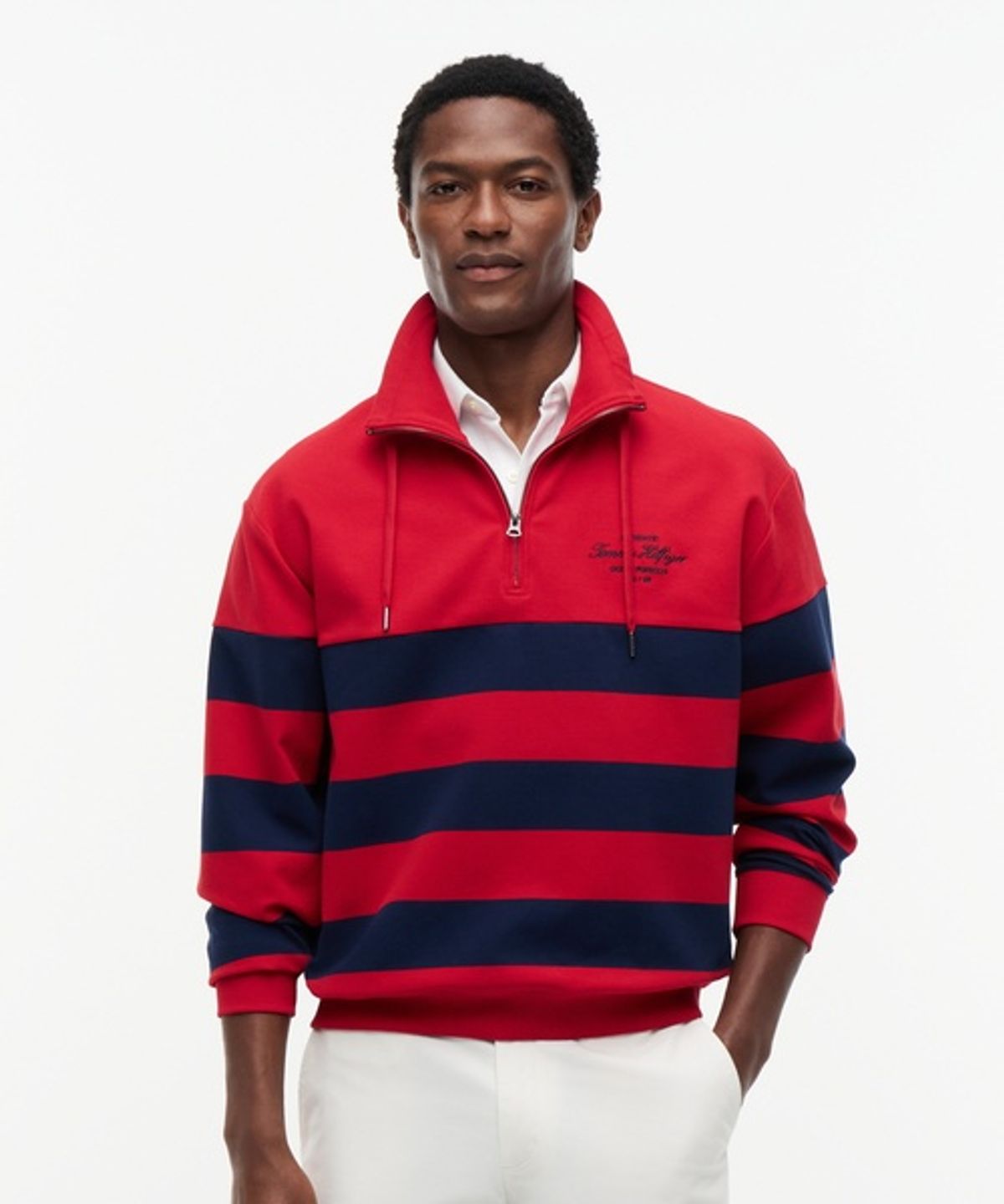 타미힐피거(TOMMY HILFIGER) 노티컬 블록 스트라이프 집업 스웨트셔츠 (T12G6TPO340MT1XLD)