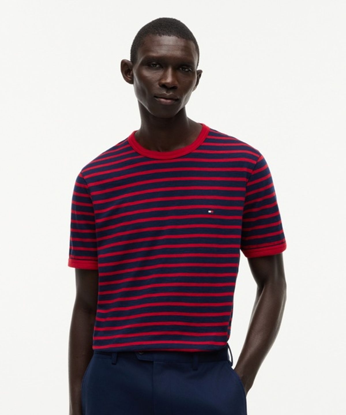 타미힐피거(TOMMY HILFIGER) 슬럽 스트라이프 레귤러 핏 티셔츠 (T12G6TPO360MT10A5)