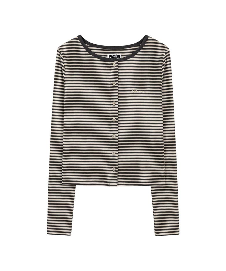 슈가 스트라이프 가디건_그레이&아이보리 Sugar Stripe Cardigan_Gray-Ivory