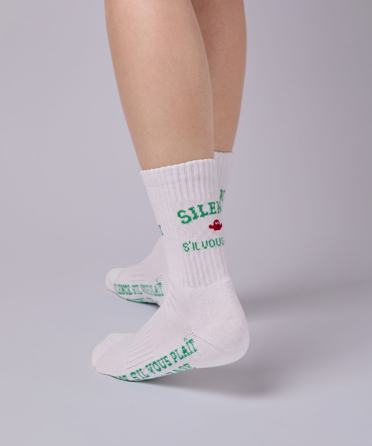 앤드 골프(AND GOLF) Middle Socks White Green