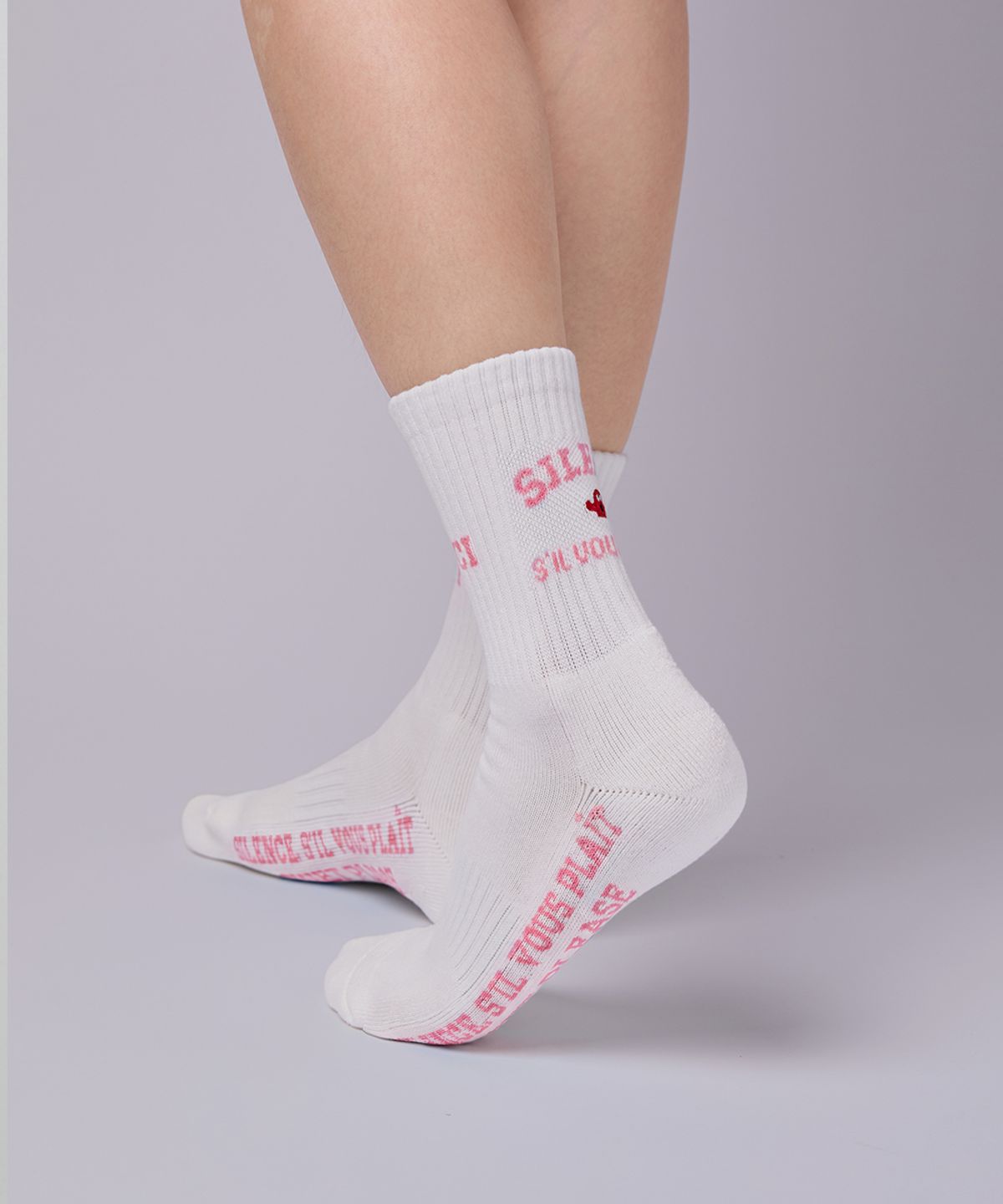 앤드 골프(AND GOLF) Middle Socks White Pink