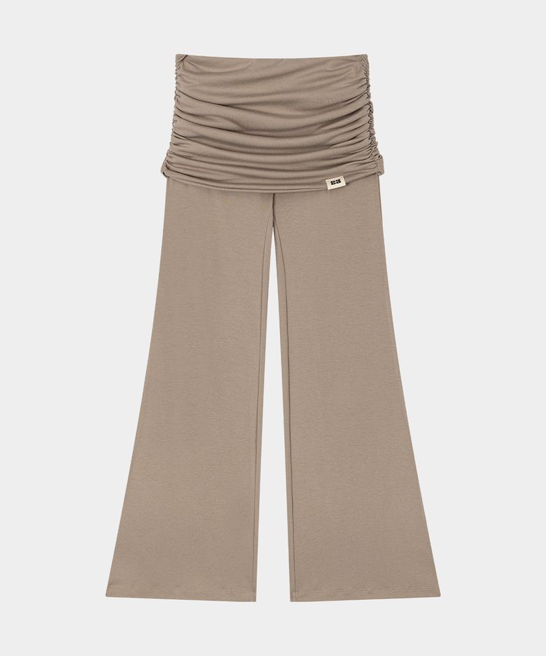 Yoga Flow Foldover Pants (Sand Beige)