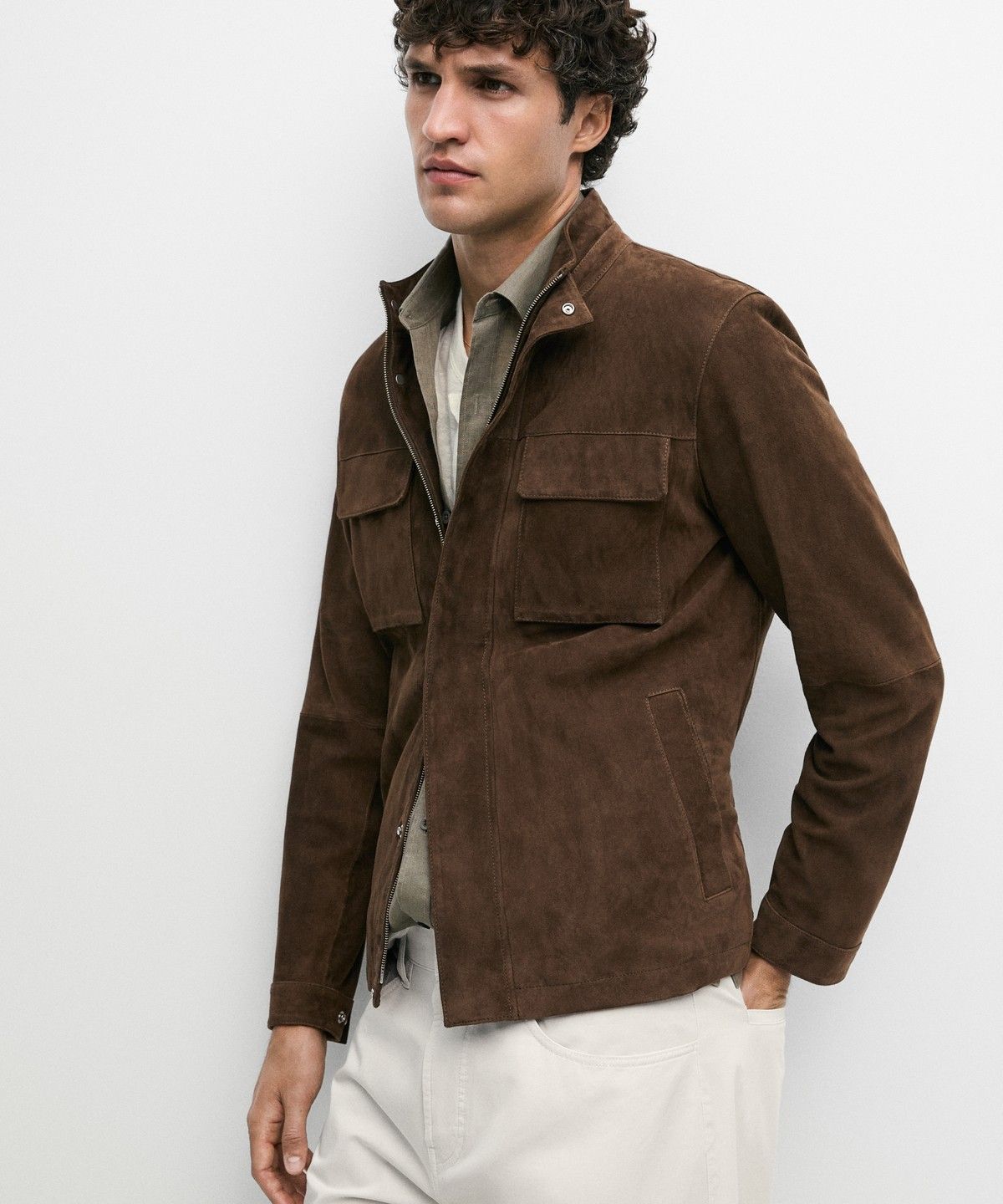 마시모두띠(MASSIMO DUTTI) 스웨이드 레더 포켓 재킷