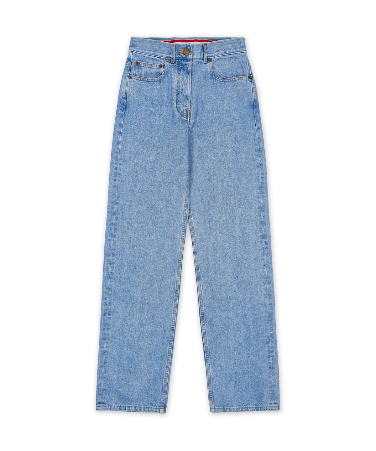톰 브라운(THOM BROWNE) 워싱 일본 셀비지 데님 클래식 5포켓 데님 팬츠 - 라이트 블루 / FTC509WF1215480
