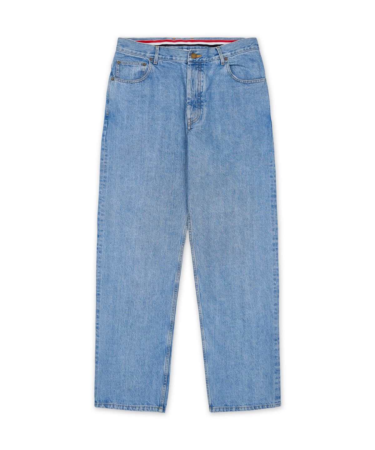 톰 브라운(THOM BROWNE) 워싱 일본 셀비지 데님 5포켓 팬츠 - 라이트 블루 / MTU345SF1215480