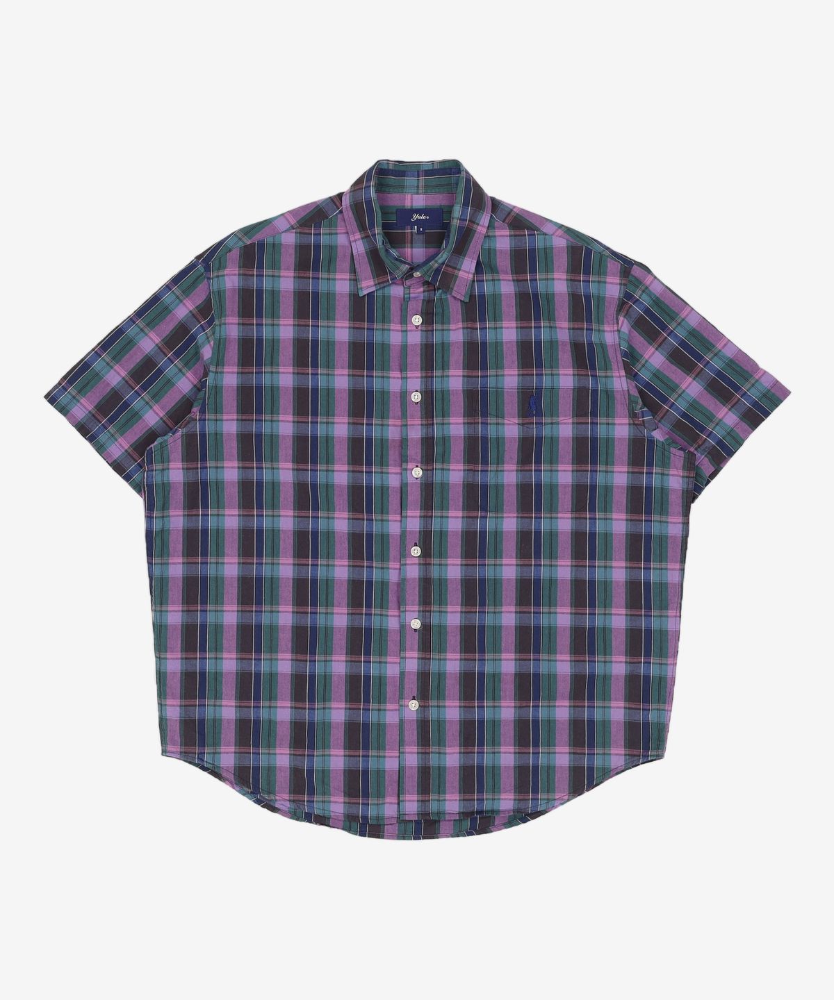 예일(YALE) (JAPAN FABRIC) COTTON CHECK SS SHIRT NAVY S
