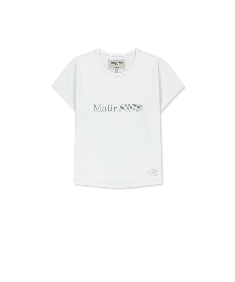 MATIN PACE REFLECTIVE LOGO SLIM TOP IN WHITE