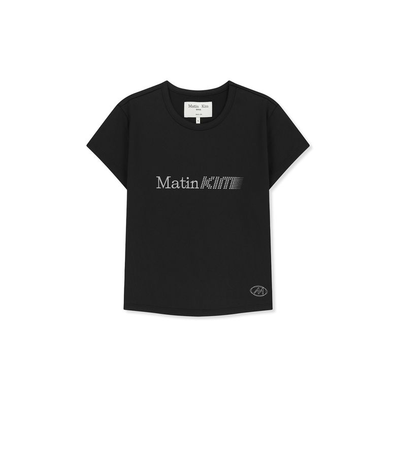 MATIN PACE REFLECTIVE LOGO SLIM TOP IN BLACK