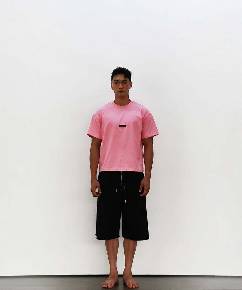 XX Back Slit Crop Over Short Sleeve T-shirt Pink