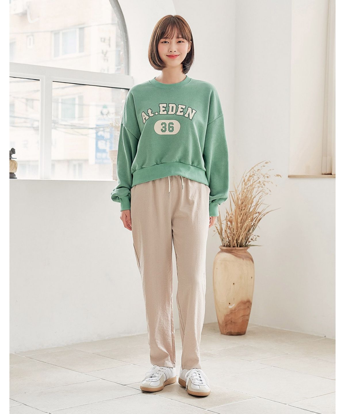 반에이크(VANAKE) 아이나 밴딩 팬츠_OB14SLME03Z