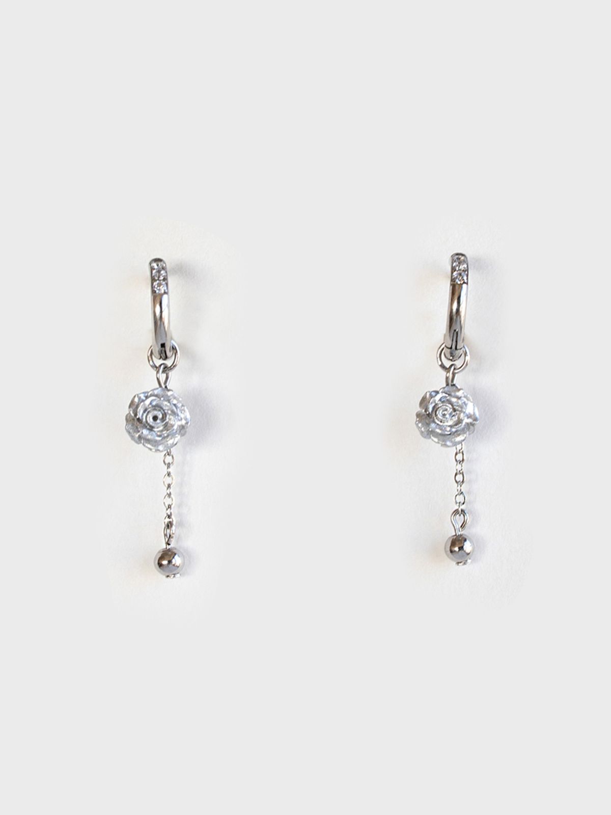 링거피스(LINGER PIECE) Silver rose drop earring
