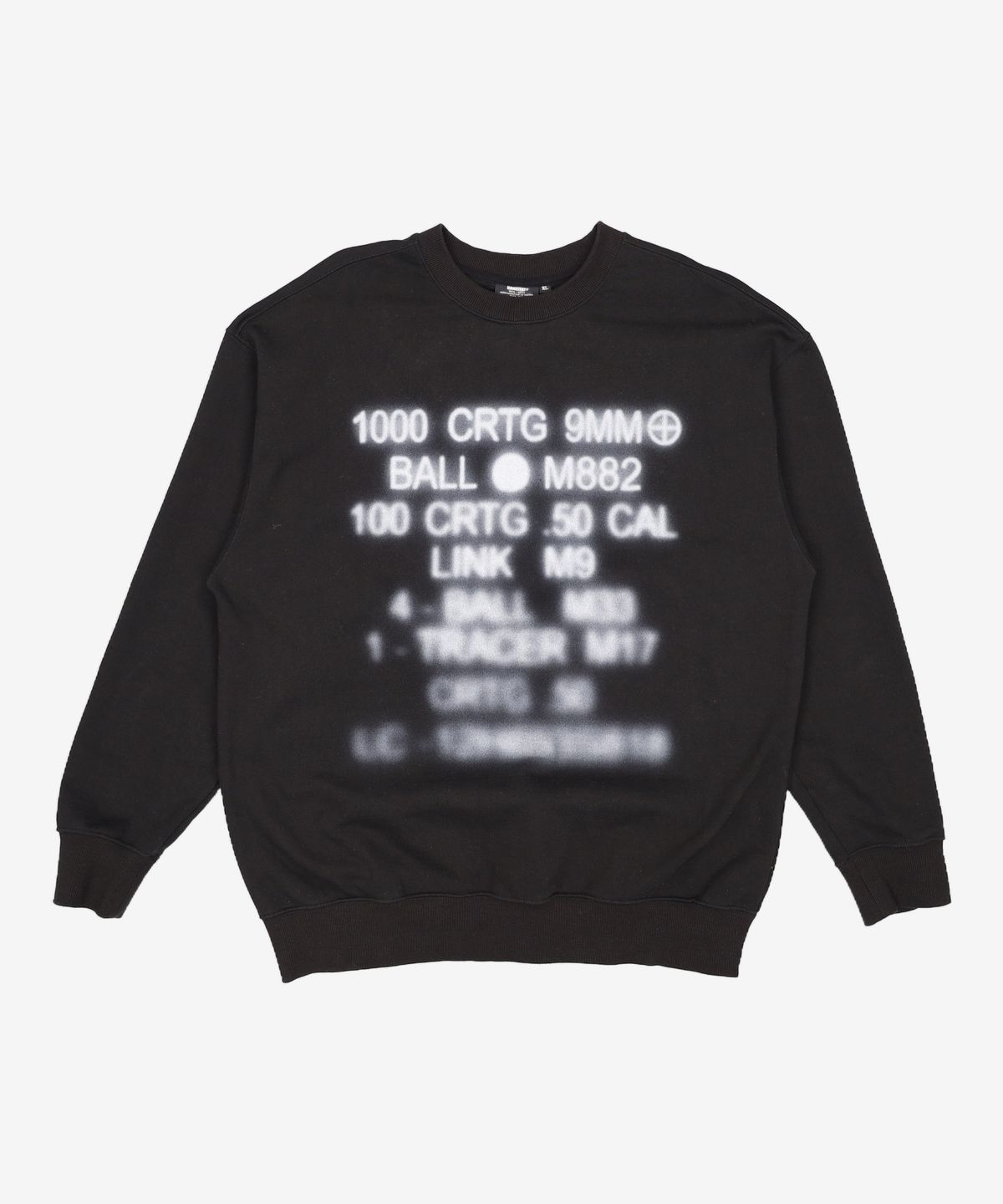 카네이테이(KANEITEI) SMUDGE SPRAY AMMO STENCIL CREWNECK (BLACK) XL