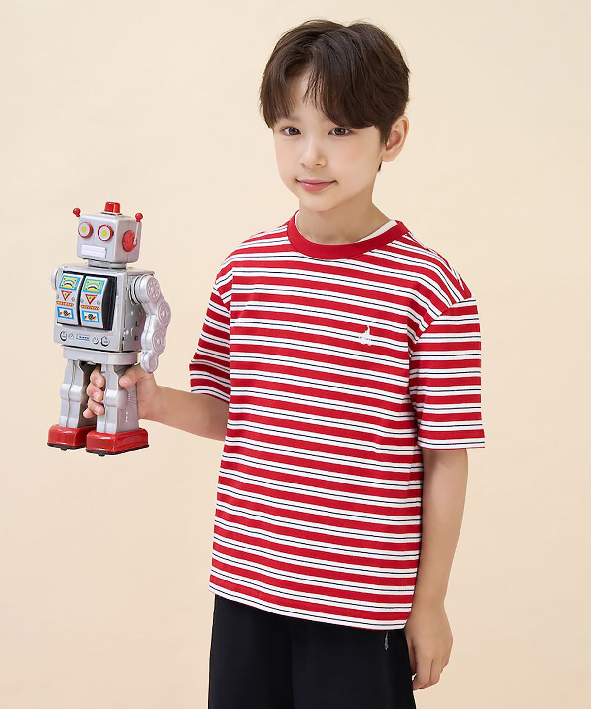 빈폴 키즈(BEANPOLE KIDS) 여름 스트라이프 루즈핏 티셔츠  레드 (BI6742U066)