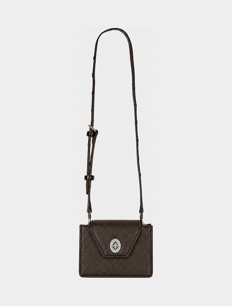 Embossed Leather Travel Mini-Bag (Brown)